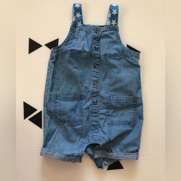 Cat & Jack|Baby chambray overalls with star print in strap, sleeveless BOHO!••• - Picture 4 of 4